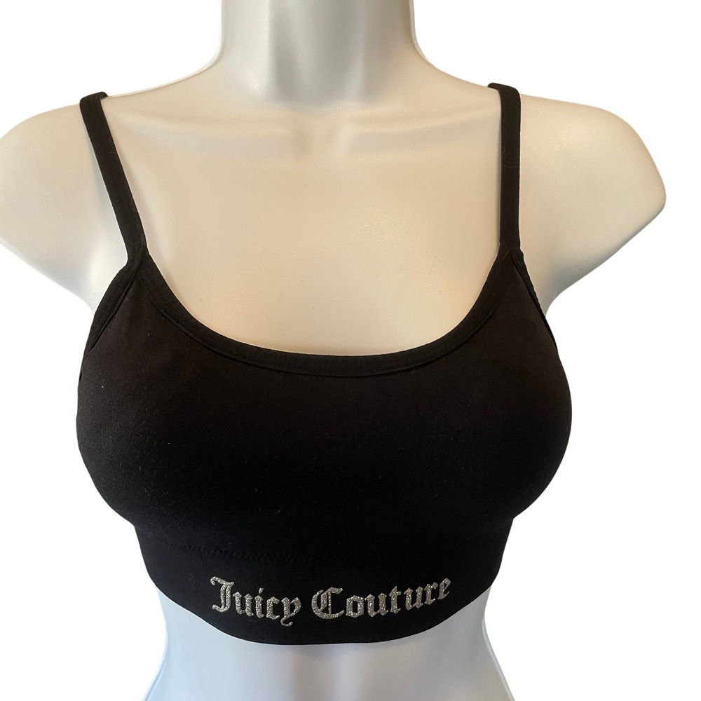 Juicy Couture Womens Y2K Glam Rhinestone Logo Bralette‎ Lounge Sports Bra Small